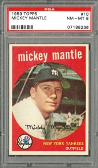 1959 Topps #10 Mickey Mantle PSA NM-MT 8